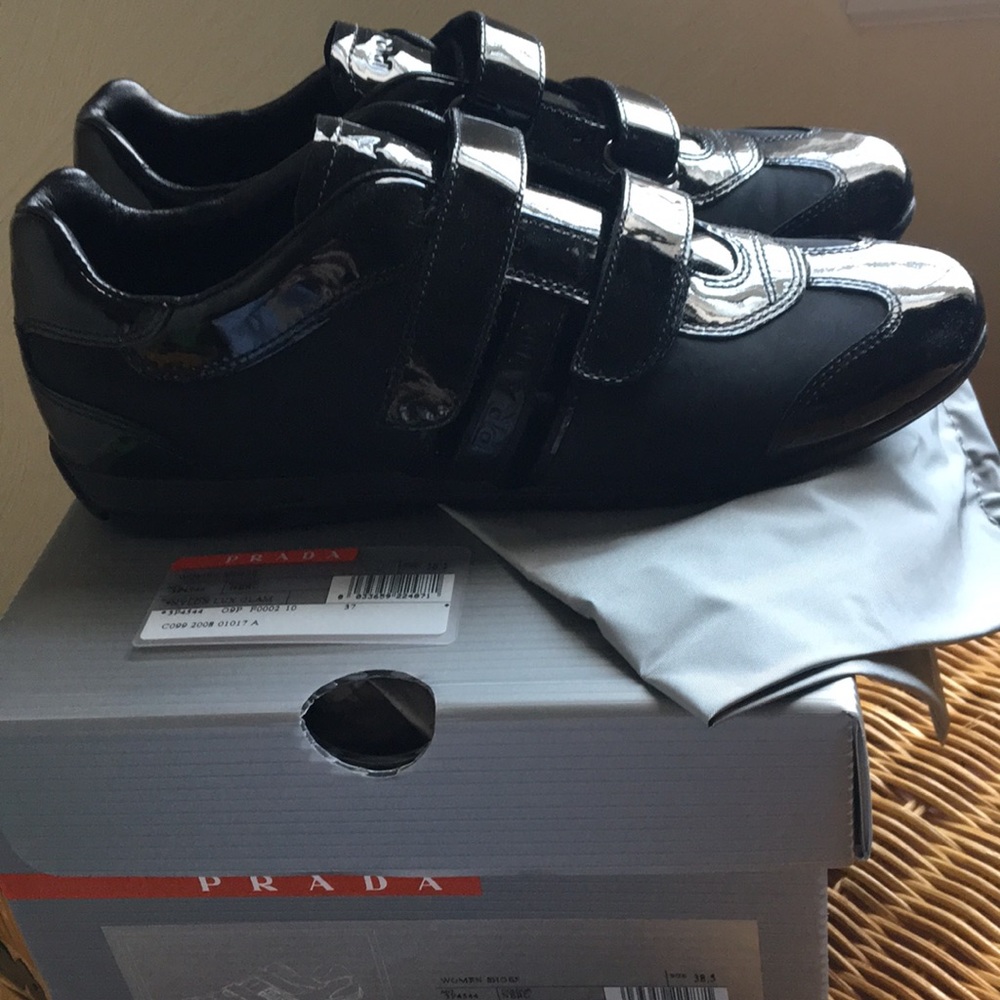 Authentic Black Prada Tennis Shoes size 38.5